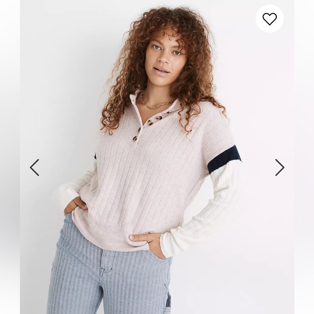 Madewell Striped Bowden Henley Sweater in Coziest Yarn